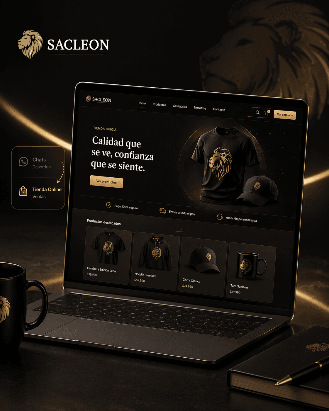 Vista destacada de una tienda online creada con Sacleon.